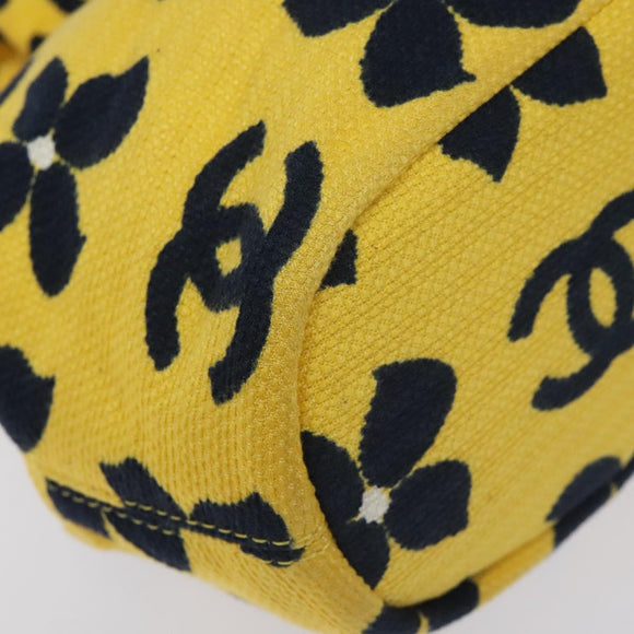 CHANEL Hand Bag Cotton Yellow CC Auth 125960V