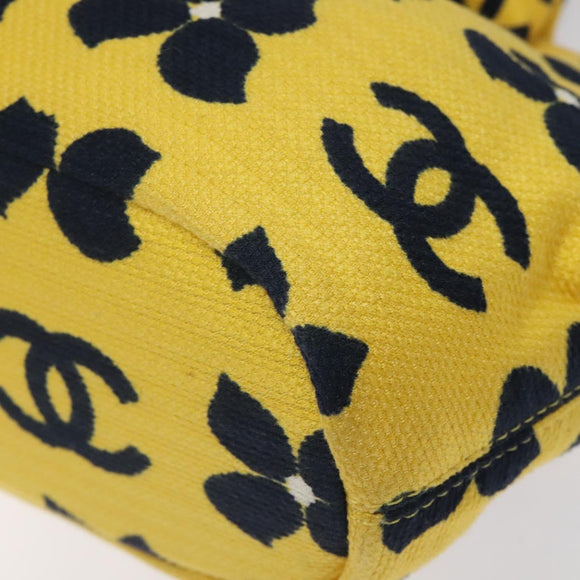 CHANEL Hand Bag Cotton Yellow CC Auth 125960V
