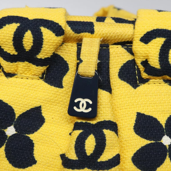 CHANEL Hand Bag Cotton Yellow CC Auth 125960V
