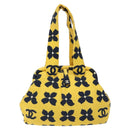 CHANEL Hand Bag Cotton Yellow CC Auth 125960V-2