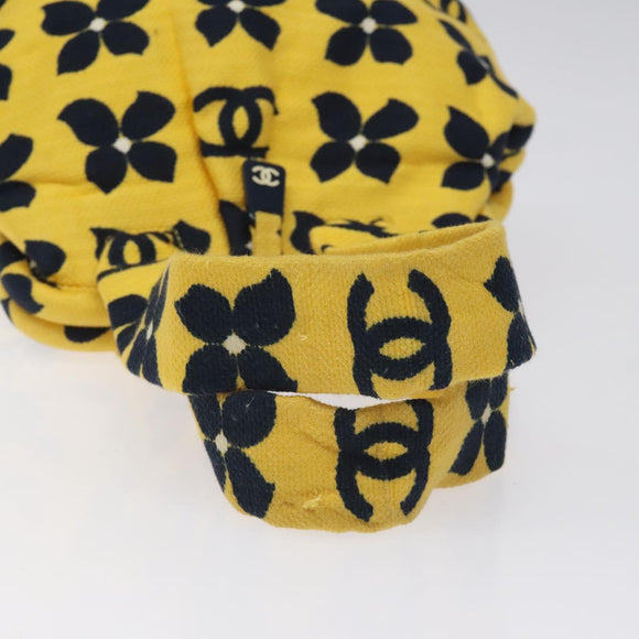 CHANEL Hand Bag Cotton Yellow CC Auth 125960V