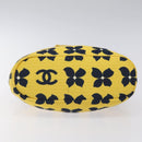 CHANEL Hand Bag Cotton Yellow CC Auth 125960V-5