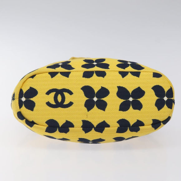 CHANEL Hand Bag Cotton Yellow CC Auth 125960V