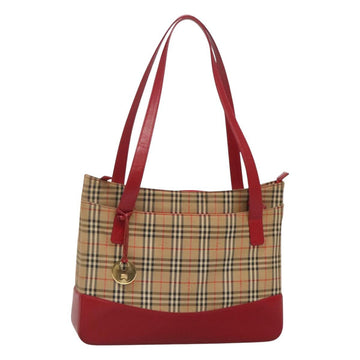 BURBERRY Nova Check Tote Bag Canvas Beige Gold Auth 125962