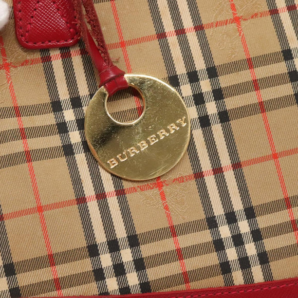 BURBERRY Nova Check Tote Bag Canvas Beige Gold Auth 125962
