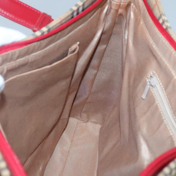 BURBERRY Nova Check Tote Bag Canvas Beige Gold Auth 125962