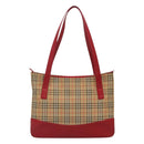 BURBERRY Nova Check Tote Bag Canvas Beige Gold Auth 125962-2