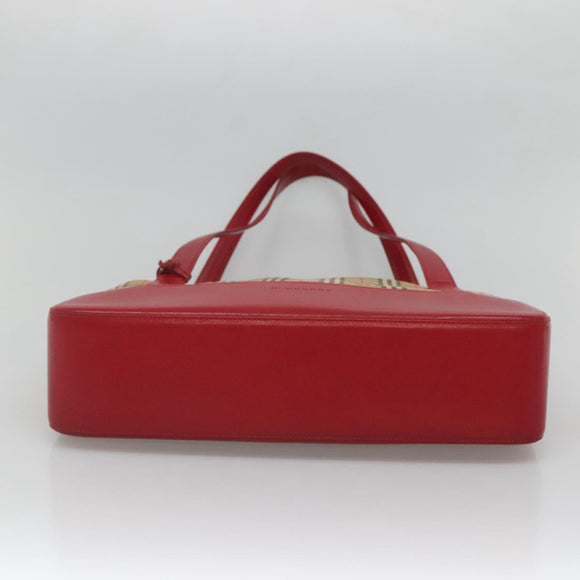 BURBERRY Nova Check Tote Bag Canvas Beige Gold Auth 125962