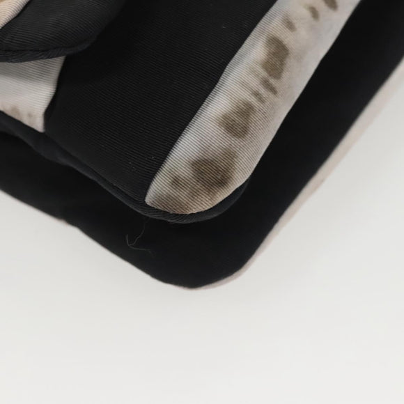 CHANEL Chain Shoulder Bag Nylon Black Silver CC Auth 125969