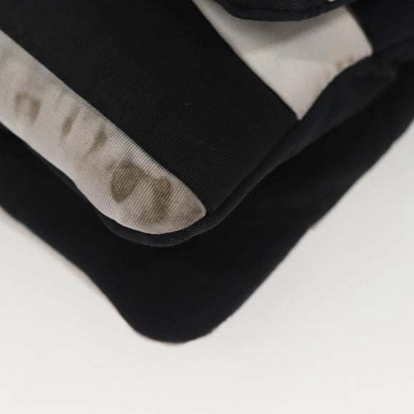 CHANEL Chain Shoulder Bag Nylon Black Silver CC Auth 125969