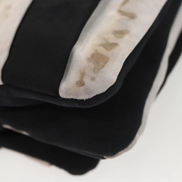 CHANEL Chain Shoulder Bag Nylon Black Silver CC Auth 125969