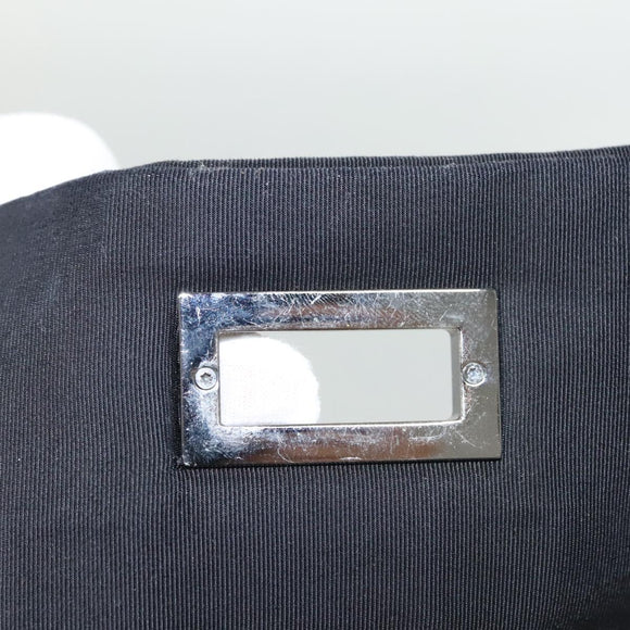 CHANEL Chain Shoulder Bag Nylon Black Silver CC Auth 125969