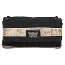 CHANEL Chain Shoulder Bag Nylon Black Silver CC Auth 125969-13