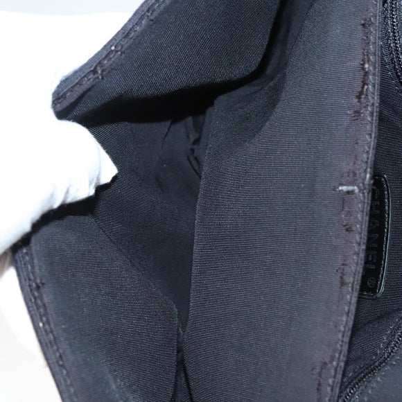 CHANEL Chain Shoulder Bag Nylon Black Silver CC Auth 125969