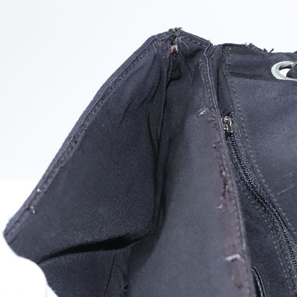 CHANEL Chain Shoulder Bag Nylon Black Silver CC Auth 125969