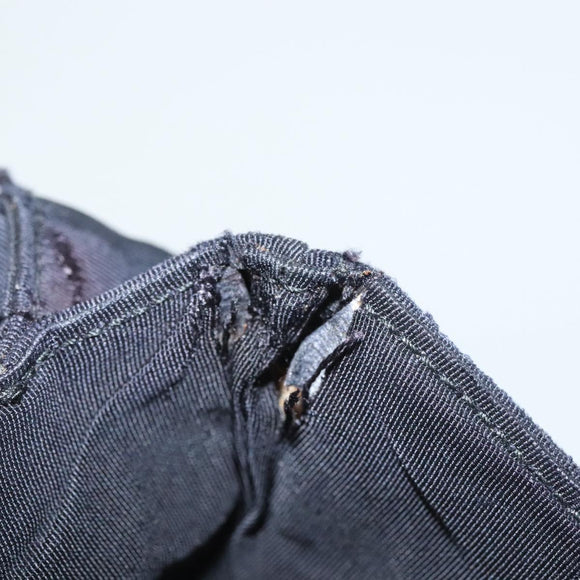 CHANEL Chain Shoulder Bag Nylon Black Silver CC Auth 125969