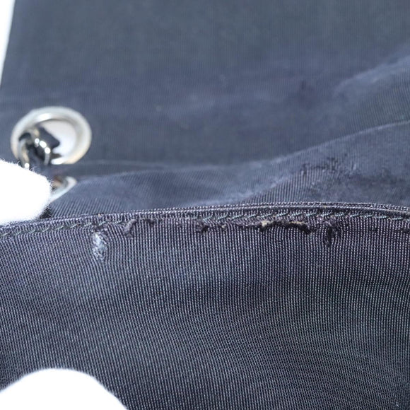 CHANEL Chain Shoulder Bag Nylon Black Silver CC Auth 125969