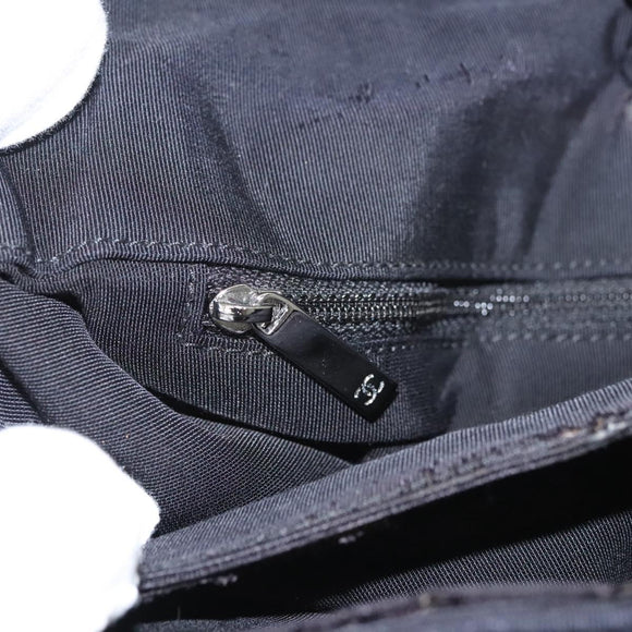 CHANEL Chain Shoulder Bag Nylon Black Silver CC Auth 125969