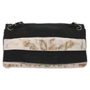 CHANEL Chain Shoulder Bag Nylon Black Silver CC Auth 125969-2