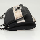 CHANEL Chain Shoulder Bag Nylon Black Silver CC Auth 125969-4
