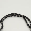 CHANEL Chain Shoulder Bag Nylon Black Silver CC Auth 125969-14