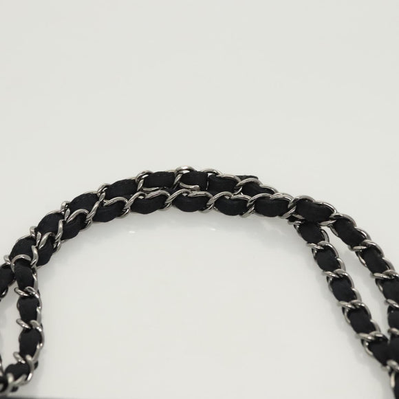 CHANEL Chain Shoulder Bag Nylon Black Silver CC Auth 125969