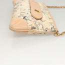 CHANEL Accessory Pouch Silk Beige Gold CC Auth 125970-4