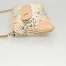 CHANEL Accessory Pouch Silk Beige Gold CC Auth 125970-5