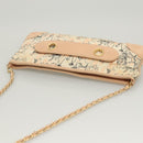CHANEL Accessory Pouch Silk Beige Gold CC Auth 125970-6