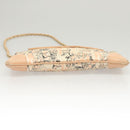 CHANEL Accessory Pouch Silk Beige Gold CC Auth 125970-9