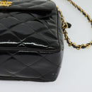 CHANEL Matelasse Chain Shoulder Bag Enamel Black Gold CC Auth 125971-15