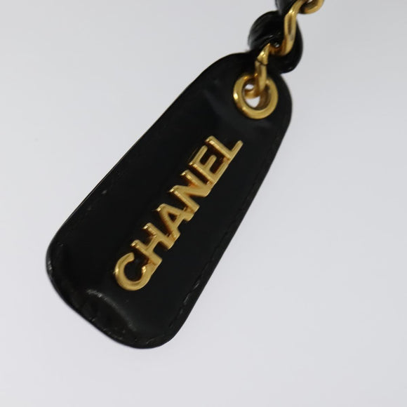 CHANEL Matelasse Chain Shoulder Bag Enamel Black Gold CC Auth 125971