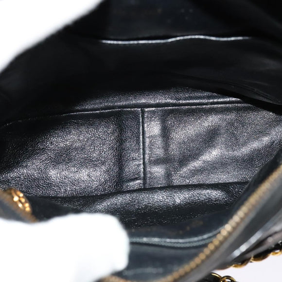 CHANEL Matelasse Chain Shoulder Bag Enamel Black Gold CC Auth 125971