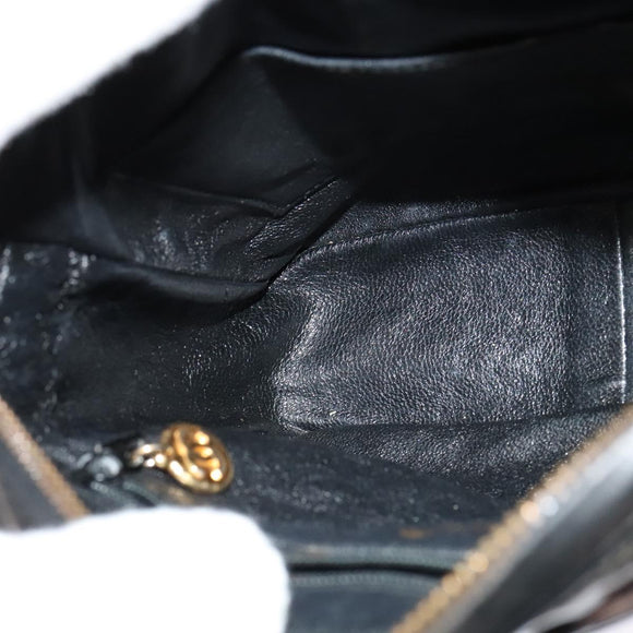 CHANEL Matelasse Chain Shoulder Bag Enamel Black Gold CC Auth 125971