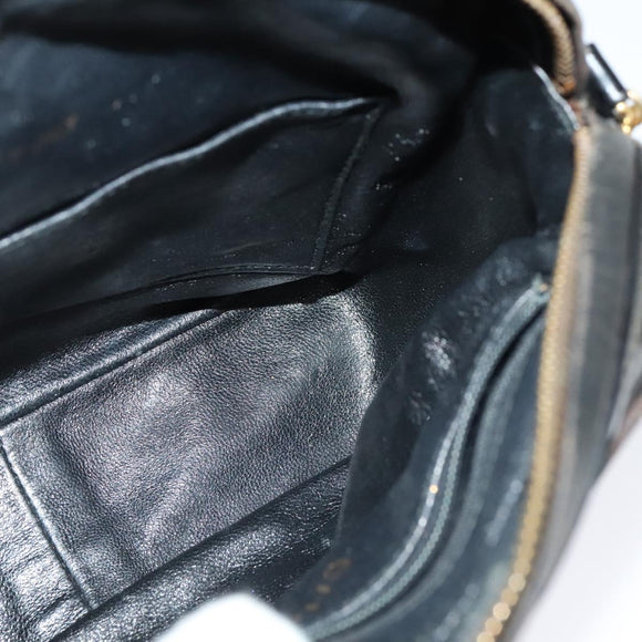 CHANEL Matelasse Chain Shoulder Bag Enamel Black Gold CC Auth 125971