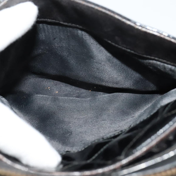 CHANEL Matelasse Chain Shoulder Bag Enamel Black Gold CC Auth 125971