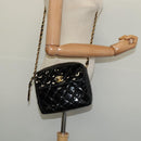 CHANEL Matelasse Chain Shoulder Bag Enamel Black Gold CC Auth 125971-25