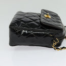 CHANEL Matelasse Chain Shoulder Bag Enamel Black Gold CC Auth 125971-4