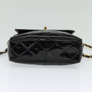 CHANEL Matelasse Chain Shoulder Bag Enamel Black Gold CC Auth 125971-5