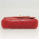 CHANEL Matelasse Chain Shoulder Bag Lamb Skin Red Gold CC Auth 125972-6