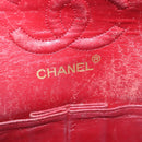 CHANEL Matelasse Chain Shoulder Bag Lamb Skin Red Gold CC Auth 125972-24