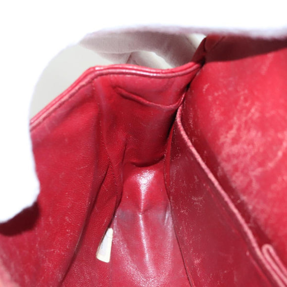 CHANEL Matelasse Chain Shoulder Bag Lamb Skin Red Gold CC Auth 125972