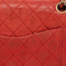 CHANEL Matelasse Chain Shoulder Bag Lamb Skin Red Gold CC Auth 125972-3