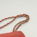 CHANEL Matelasse Chain Shoulder Bag Lamb Skin Red Gold CC Auth 125972-14