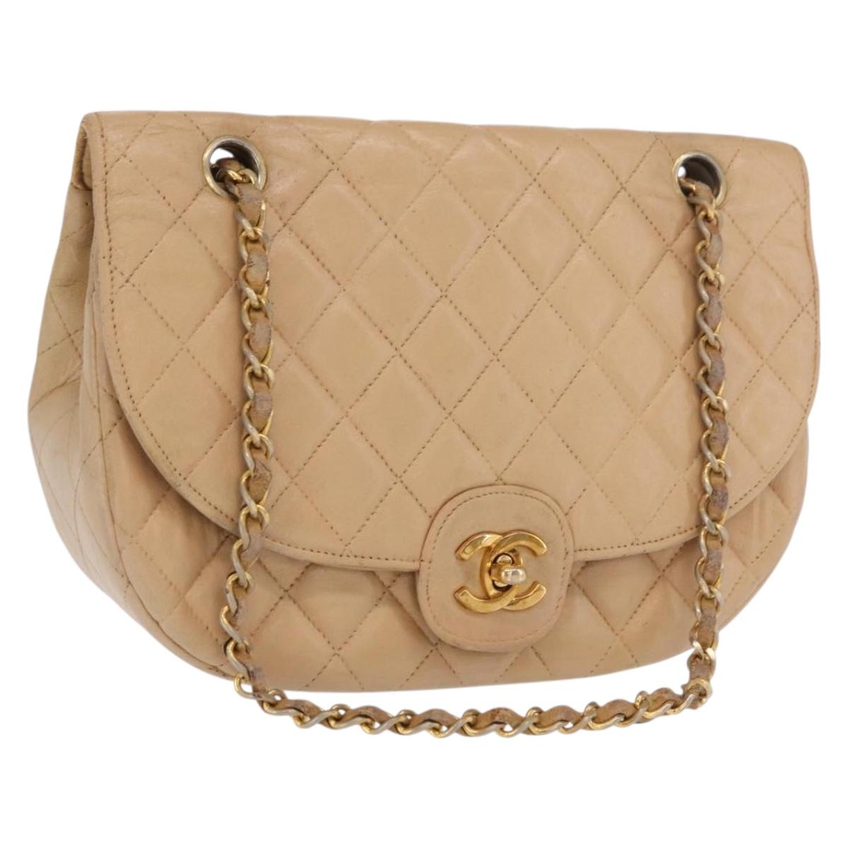 CHANEL Matelasse Chain Shoulder Bag Lamb Skin Beige Gold CC  display picture 1