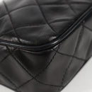 CHANEL Matelasse Chain Pouch Shoulder Bag Lamb Skin Black Gold CC Auth 125974V-15