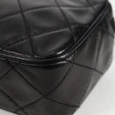 CHANEL Matelasse Chain Pouch Shoulder Bag Lamb Skin Black Gold CC Auth 125974V-16