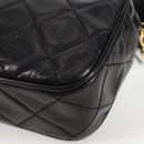 CHANEL Matelasse Chain Pouch Shoulder Bag Lamb Skin Black Gold CC Auth 125974V-18