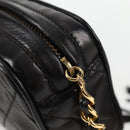 CHANEL Matelasse Chain Pouch Shoulder Bag Lamb Skin Black Gold CC Auth 125974V-19