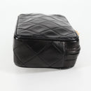 CHANEL Matelasse Chain Pouch Shoulder Bag Lamb Skin Black Gold CC Auth 125974V-3